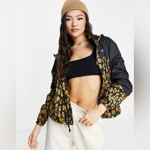 NWOT The North Face Hydrenaline Leopard Print Windbreaker Jacket In Black/Yellow
